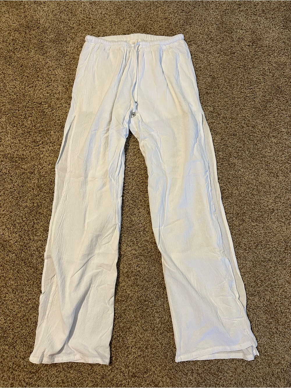 White Lightweight Elastic Waist Lounge Pants